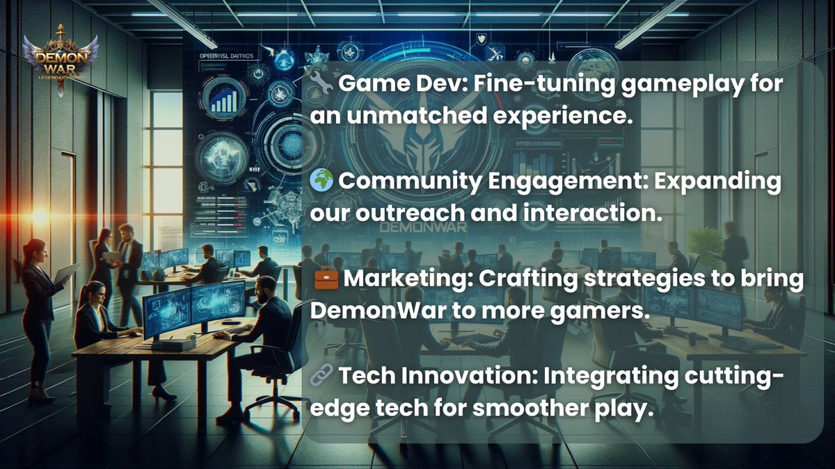DemonWarMOBA's tweet photo. ๐Team Update from #DemonWar! Our crew is in full swing, working tirelessly to bring you the best in gaming. From development to marketing, every department is pushing the boundaries to enhance your experience. Here's a sneak peek at what we're up to:
๐งGame Dev: Fine-tuning gameplay for an unmatched experience.
๐Community Engagement: Expanding our outreach and interaction.
๐ผMarketing: Crafting strategies to bring DemonWar to more gamers.
๐Tech Innovation: Integrating cutting-edge tech for smoother play.
We're committed to excellence, and it shows in every move we make!
#TeamEffort #GamingExcellence