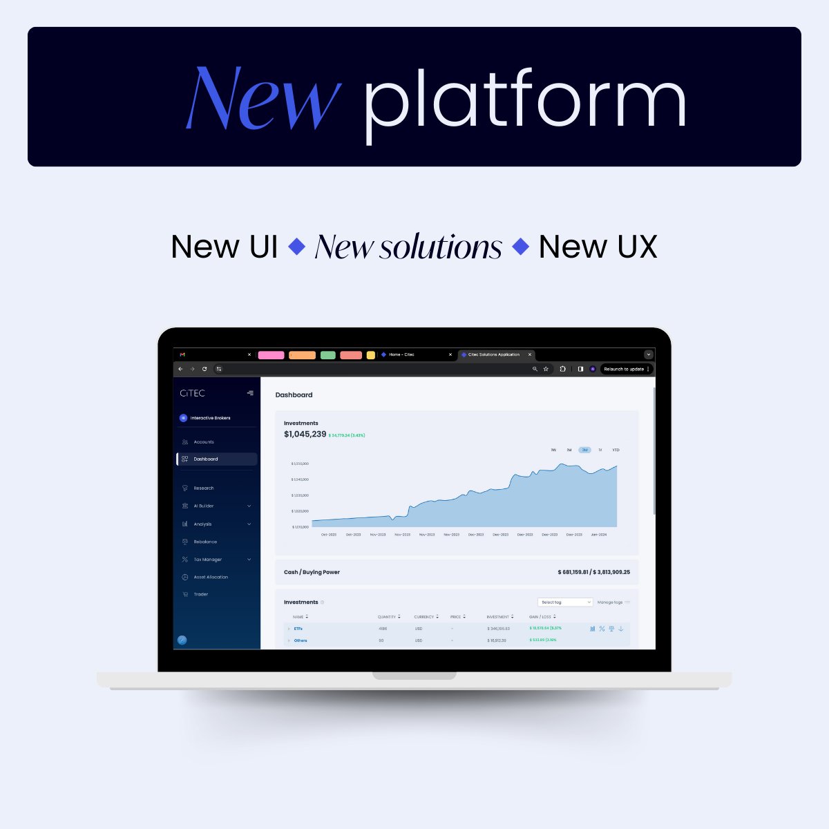 Citecsolutions's tweet photo. Excited to reveal the magic of our updated platform! ✨

Explore the latest in wealth management with a sneak peek at new features. 🌐💼

Ready to experience it firsthand? Schedule a demo now and stay at the forefront of innovation! 🔍

#CITEC #WealthTech #DemoTime #Innovation https://t.co/OqIibHyCGp