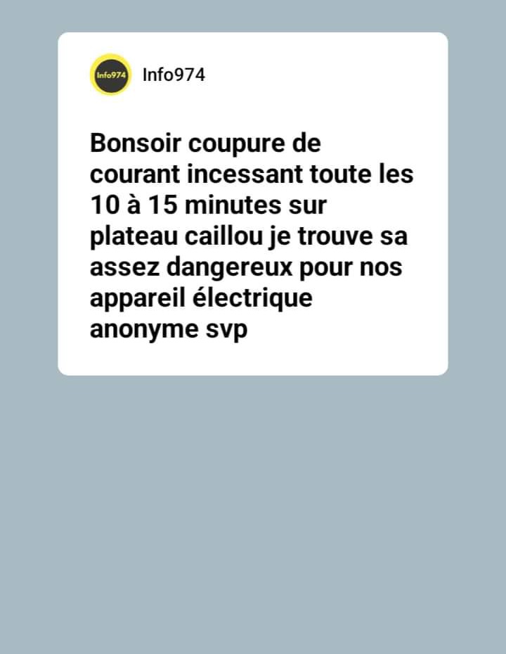 Metissazoff1's tweet photo. Chez moi aussi ça coupe, et c'est relou.... effectivement... 
@EDFofficiel il se passe quoi sur plateau caillou ?
#coupure #coupuredecourant #réunion #team974 
@antennereunion https://t.co/qOSOrOzYpJ