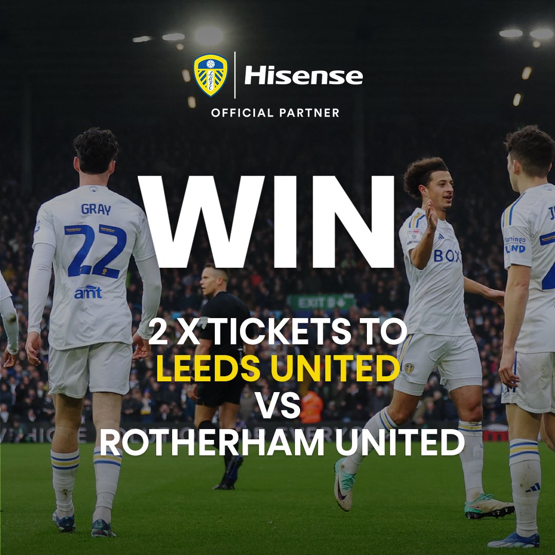 RITGK's tweet photo. We've teamed up with @HisenseUK to give you the chance to win 2 x tickets to the LUFC vs Rotherham United match.
To be in with the chance of winning, simply re-quote this post with #Hisense AND #quality and tell us what has been your favourite #LUFC goal of the season so far.. https://t.co/MSKWufWCnP