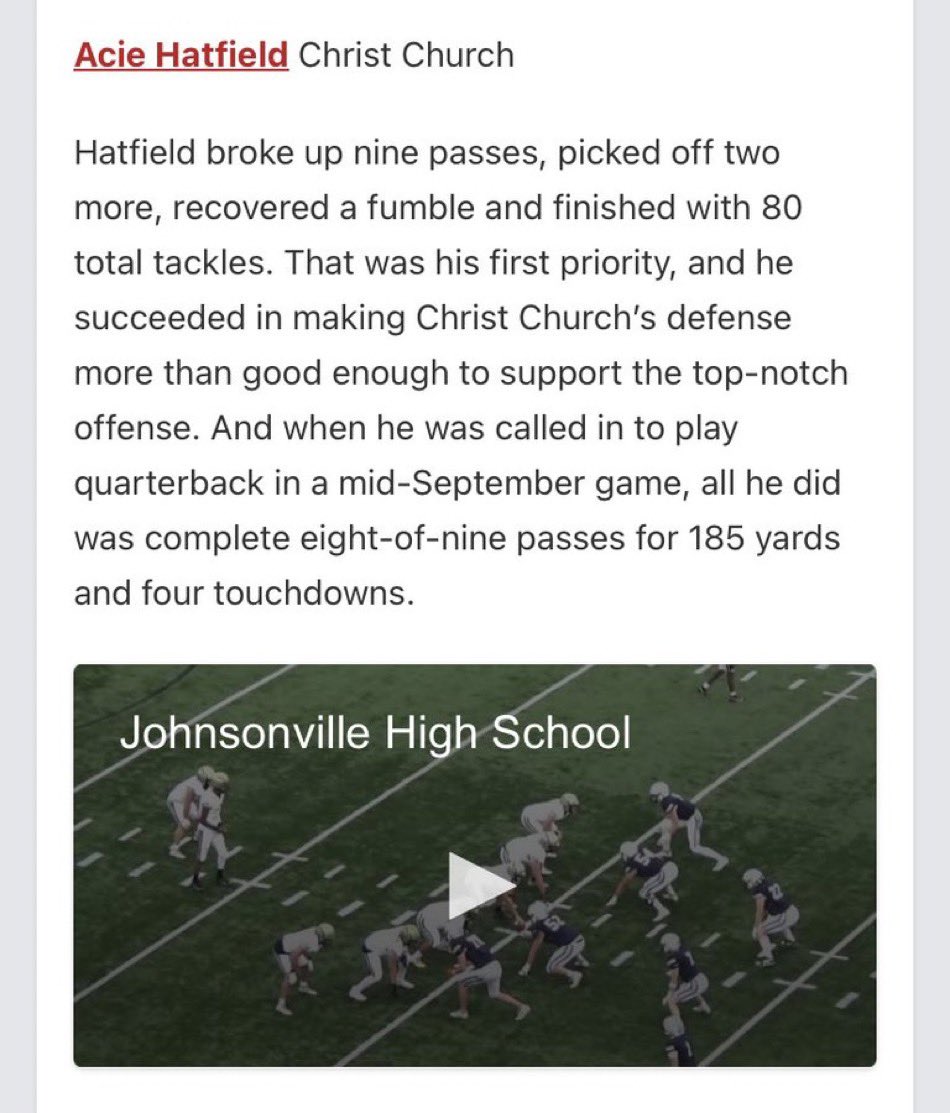 Thank you!!!@PrepRedzoneSC for the write up!! @Jdjacks45 @HatfieldQuin @LukeP_5 @HighSchoolBlitz