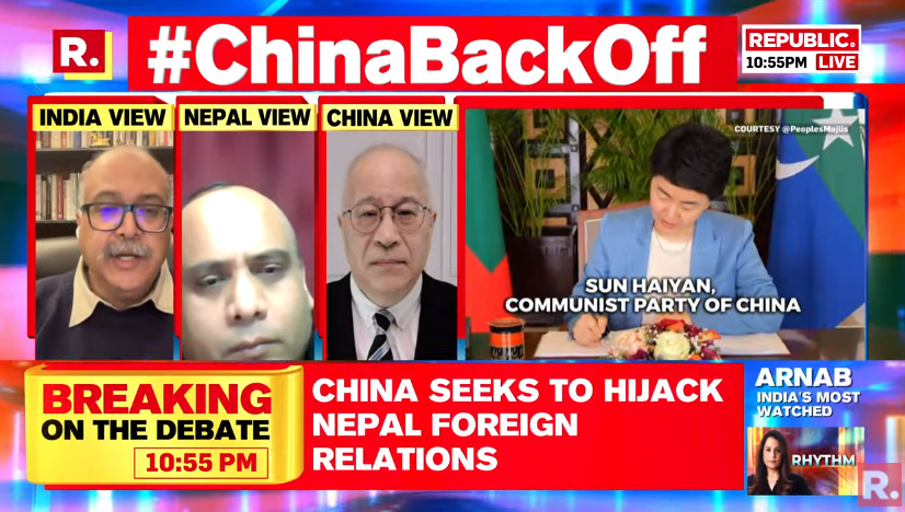 republic's tweet photo. #ChinaBackOff | The Chinese don't reduce a single percentage point on the loans they have given. Pakistan can't even say anything. So we would want to avoid similar situation to happen to rest of our friends. The kind of insecurity China displays is funny: Sushant Sareen (@sushantsareen), Senior Fellow, ORF
Tune in for The Debate and fire your views with the hashtag - https://t.co/74kUBBkUGf
#China #Ladakh #India #JammuAndKashmir #Nepal #Maldives