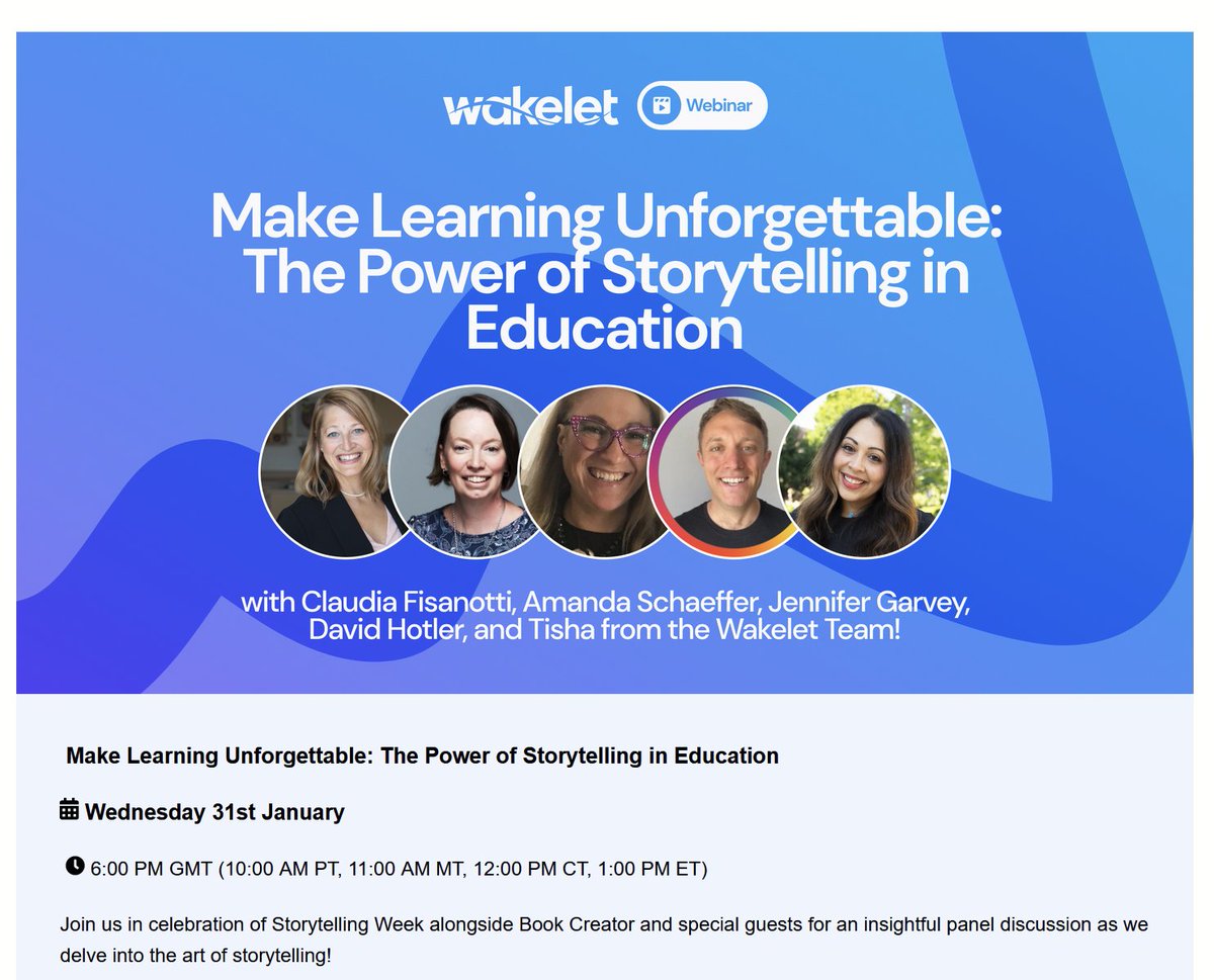 If you have not registered yet, then the time is now to join this great session happening tomorrow. webinars.wakelet.com/storytelling-r… @wakelet @TxTechChick @BookCreatorApp @elizabeth_polo5