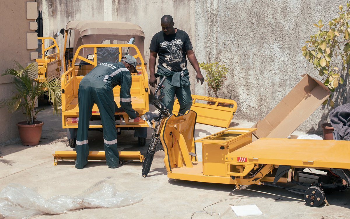 ChisomIh's tweet photo. On today's episode of building one of  Nigeria's pioneer female led 3 wheeler electric mobility companies @thetswinicompany👩‍🔧. We are prioritizing #TVET for 3 electric wheeler design, assembling, and repairs, while also ensuring that Nigerians can get easy home charging options. https://t.co/eYJ5JovbVh
