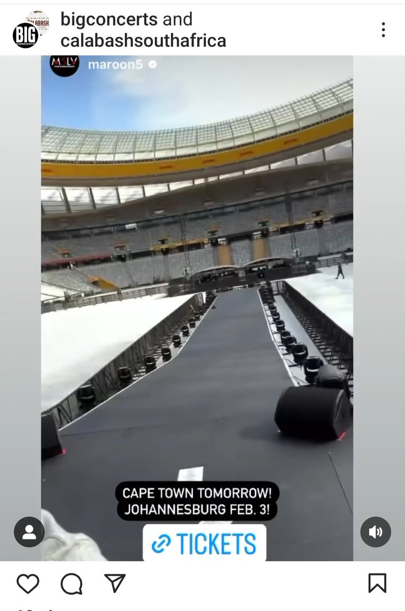 KeaneFansSA's tweet photo. Maroon 5 at the CT stadium at the moment showing what it's looking like. https://t.co/6rgJjwZJPm