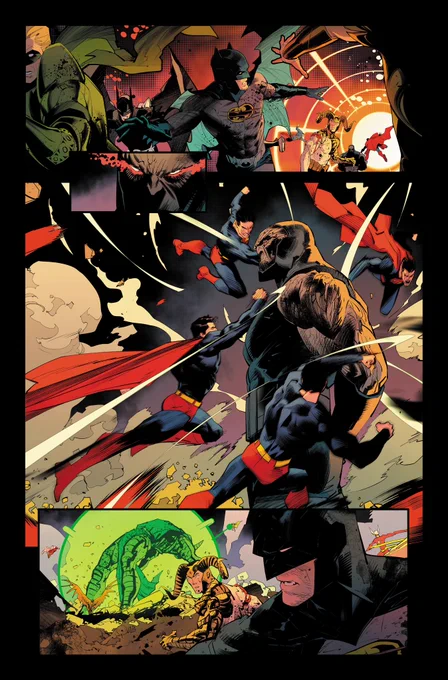 Darkseid! First time drawing this dude on interiors, so cool see him wipe the floor with the JL, preview for Batman Superman world finest #24, this is a prequel to Kingdom Come, amazing colors by  #batman #superman 