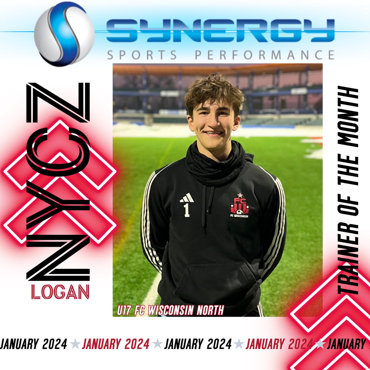 Logan Nycz from our U17s is the  <a href="/SynergySPGB/">Synergy Sports</a> January 2024 TOTM! His commitment to the team &amp; GK sessions, learning, work ethic, team play &amp; attitude were all top notch. Well done Logan!
A big thank you to Synergy Sports Performance for their partnership &amp; support of North!