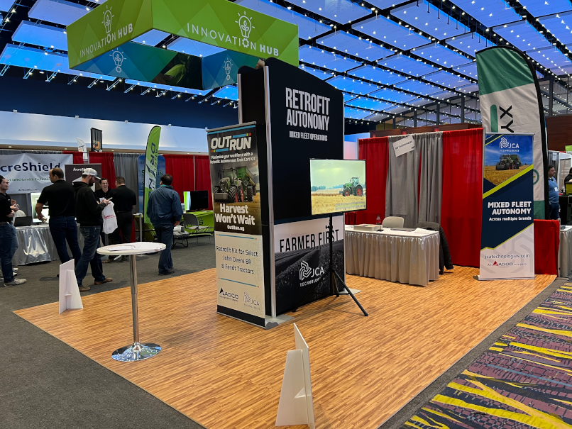 JCATechnologies's tweet photo. Great first day underway at #IowaAgExpo. Good conversations abt. how an autonomous grain cart can help get more done. join us at booth 203 or for snacks/drinks between 1-3pm at the Business Center ( outside Hyvee Hall) 
#agriculture #IowaAgExpo #AgTwitter #Iowa #IAE24 #IowaAg https://t.co/GrlcNRgwQd