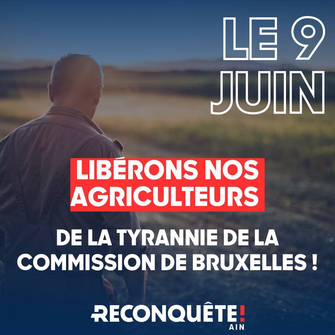 🔴 Nous ne laisserons pas la commission de Bruxelles faire subir la tyrannie à nos agriculteurs !

🗳️ Le 9 juin, un seul tour, un seul vote, Marion pour défendre l’agriculture française ! 💪🇫🇷

#Agriculteursencolere #AvecMarion