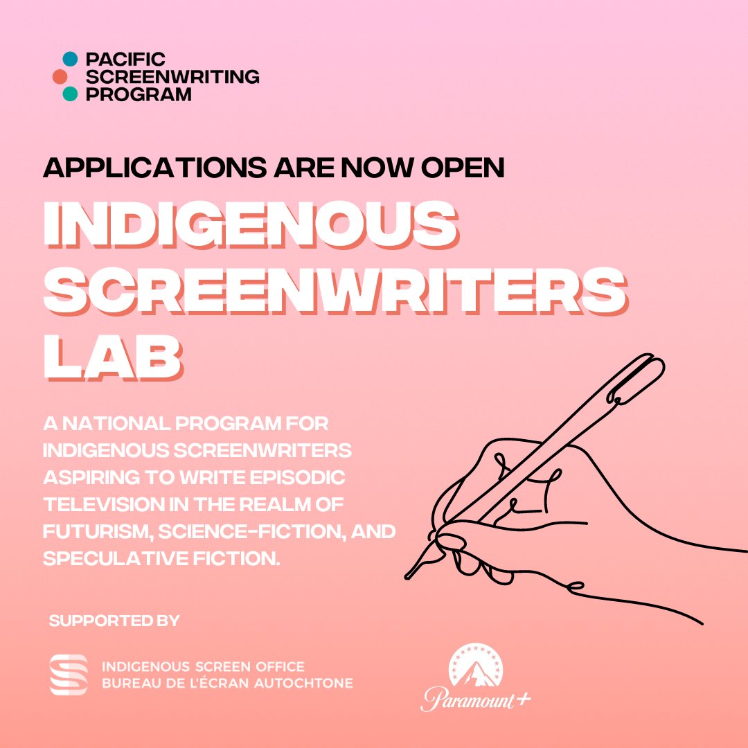 Applications are now open for the Indigenous Screenwriters Lab, a national program for Indigenous screenwriters aspiring to write episodic television in the realm of futurism, science-fiction, and speculative fiction. pacificscreenwriting.ca/indigenous-scr… @screen_office @ParamountPlusCA