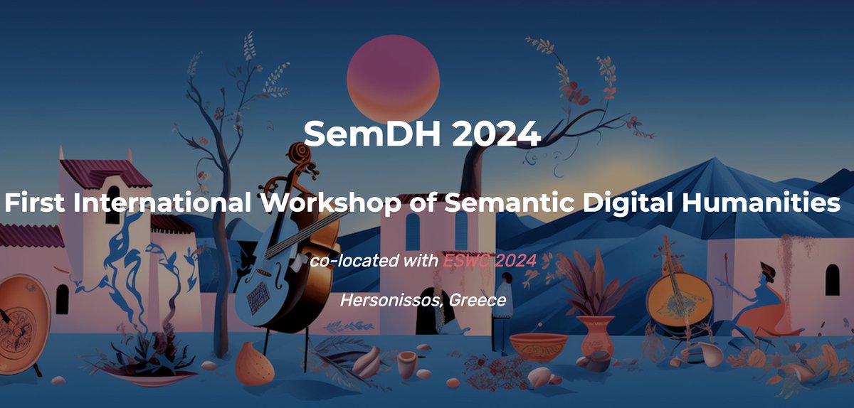 ESWC Conferences (@eswc_conf) on Twitter photo #ESWC2024 Workshop Highlight: #SemDH2024
Workshop of Semantic Digital Humanities: Let's close the gap between Semantic Web based solutions & RQs in the humanities
🚀 Paper & panel deadline: March 7
🌍 semdh.github.io
<a href="/SemDHWorkshop/">SemDH Workshop</a> <a href="/sashavses/">Sasha Bruns</a> <a href="/LiseStork/">Lise Stork</a> <a href="/andpoltronieri/">Andrea Poltronieri</a> #ESWC2024 Workshop Highlight: #SemDH2024
Workshop of Semantic Digital Humanities: Let's close the gap between Semantic Web based solutions & RQs in the humanities
🚀 Paper & panel deadline: March 7
🌍 semdh.github.io
<a href="/SemDHWorkshop/">SemDH Workshop</a> <a href="/sashavses/">Sasha Bruns</a> <a href="/LiseStork/">Lise Stork</a> <a href="/andpoltronieri/">Andrea Poltronieri</a>