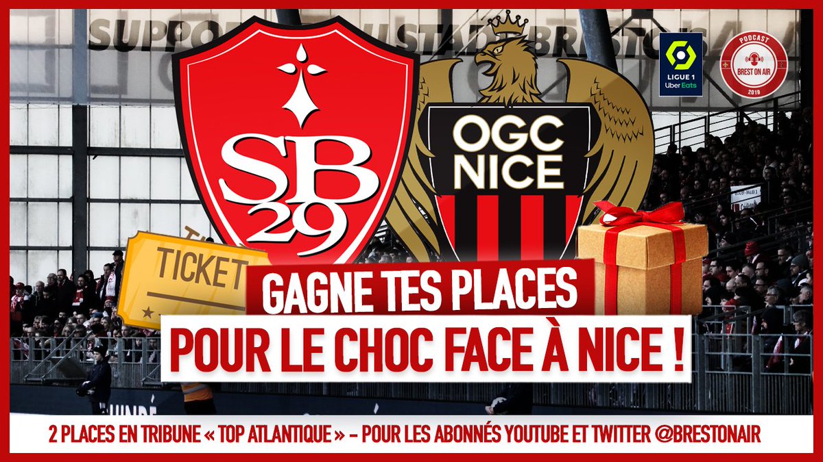 BrestOnAir's tweet photo. 🧧🎁 JEU CONCOURS ! Pour vous remercier de votre fidélité, nous vous faisons gagner 2 places pour le choc de dimanche face à Nice !

👉 Pour participer : Follow @BrestOnAir, RT ce tweet, abonne-toi à notre chaîne Youtube et mentionne ici l'ami que tu inviterais au stade ! #SB29