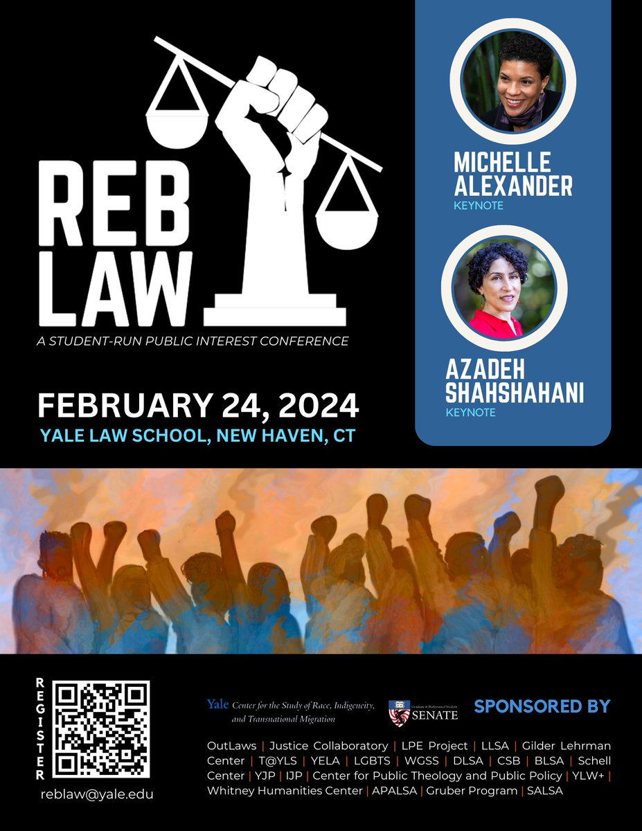 LPE_Project's tweet photo. Celebrate 30 years of challenging hierarchies in legal practice, organizing spaces, and academia with RebLaw's 30th birthday! 🎉 Join the Rebellious Lawyering Conference at @YaleLawSch on Sat, Feb 24, 2024. Free and open to all! Register now! https://t.co/GMoyAS0AIt https://t.co/JQHqDNi4mV
