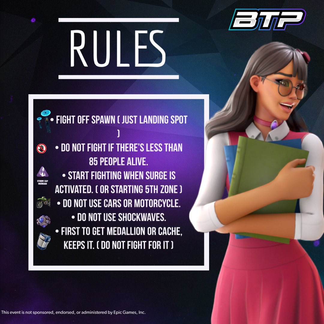 gurajoga's tweet photo. Práctica para los torneos con reglas y surge los martes 9:00pm EST.
Para participar:
📲 Follow
@gurajoga & @borntoplaygg
♻️ + ❤️
Menciona a tu dúo @
Comenta listo
#scrims #fortnitelatam #fyp
#fortnitevbucks #fncs #btpontop
#fortnitecompetitive #forrnitecommunity https://t.co/4F423cfQZH