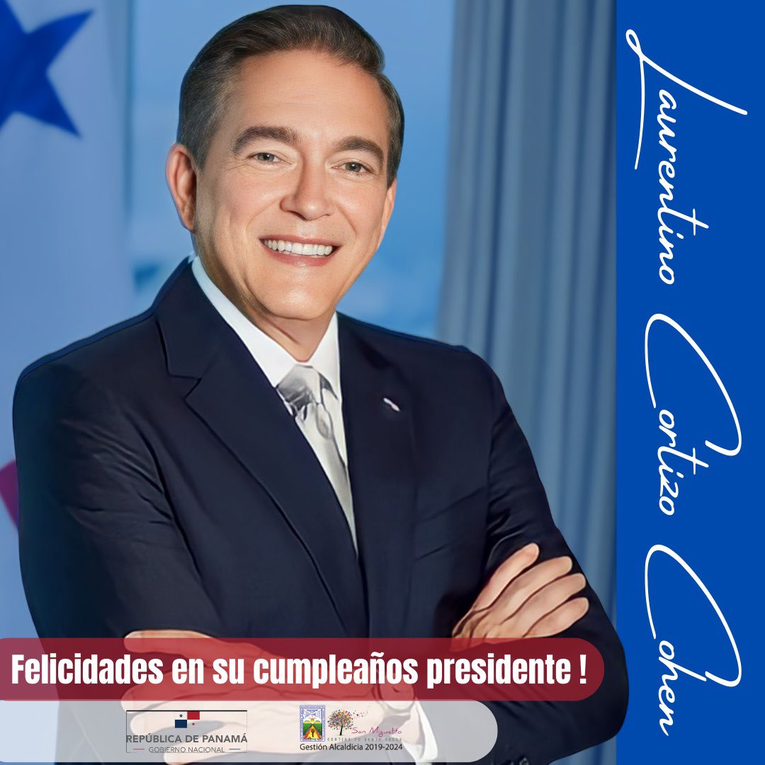 Feliz cumpleaños al presidente de la República de Panamá, Laurentino Cortizo! 🎉🎂🎈🎁🎊 Espero que este día esté lleno de alegría y bendiciones. Gracias por su dedicación y servicio a nuestro país. ¡Que este nuevo año de vida esté lleno de éxitos y logros! 🎉🎉🎉