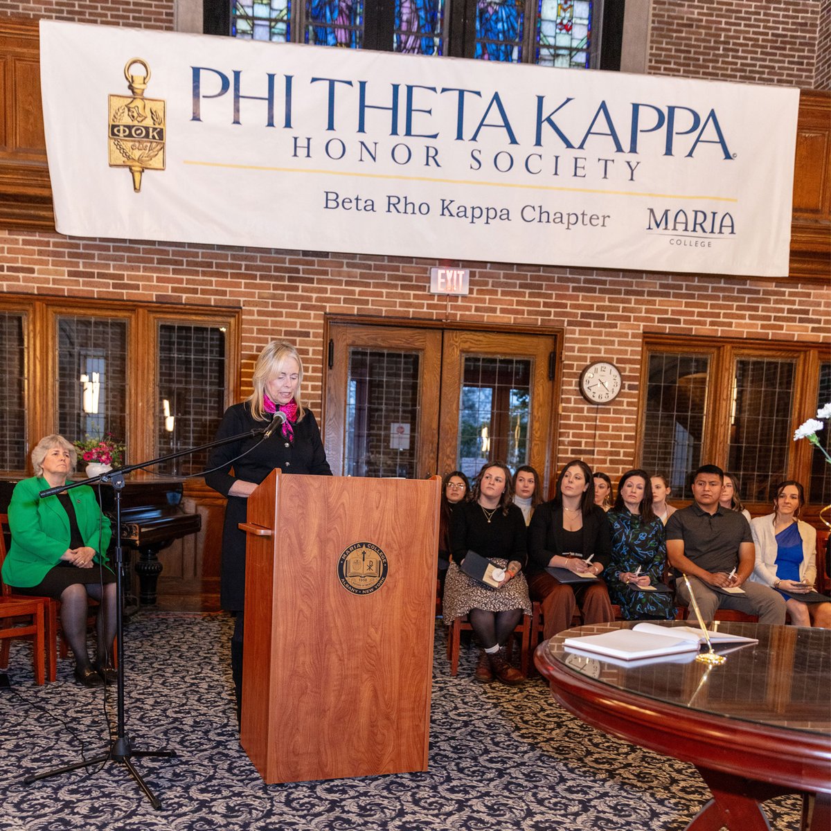 Last week, the newest members of Phi Theta Kappa at Maria College were inducted at a special ceremony. To be invited to join, students must have achieved a cumulative GPA of 3.5 or higher for a minimum of 12 credits. Congratulations to this group on their achievement!