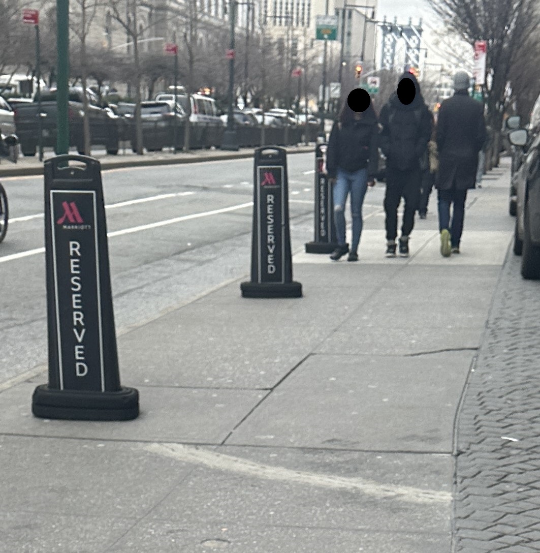 . <a href="/Marriott/">Marriott Hotels</a>, I moved the junk you left in the bike lane to the sidewalk.

If I have to move them again, they're going into the nearest trash can.