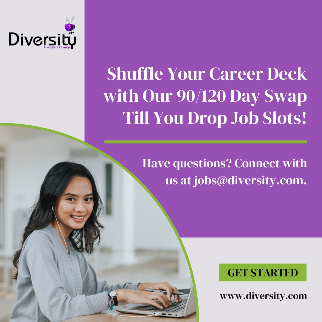diversitydotcom's tweet photo. Why settle when you can shuffle? Explore our 90/120-Day Swap Till You Drop Job Slots for exciting career opportunities!

Got questions? Connect with us at jobs@diversity.com to learn more. https://t.co/lB7E3vfSB4

#jobopportunity #jobsearch #JobSwap https://t.co/ZMZ8e4359d