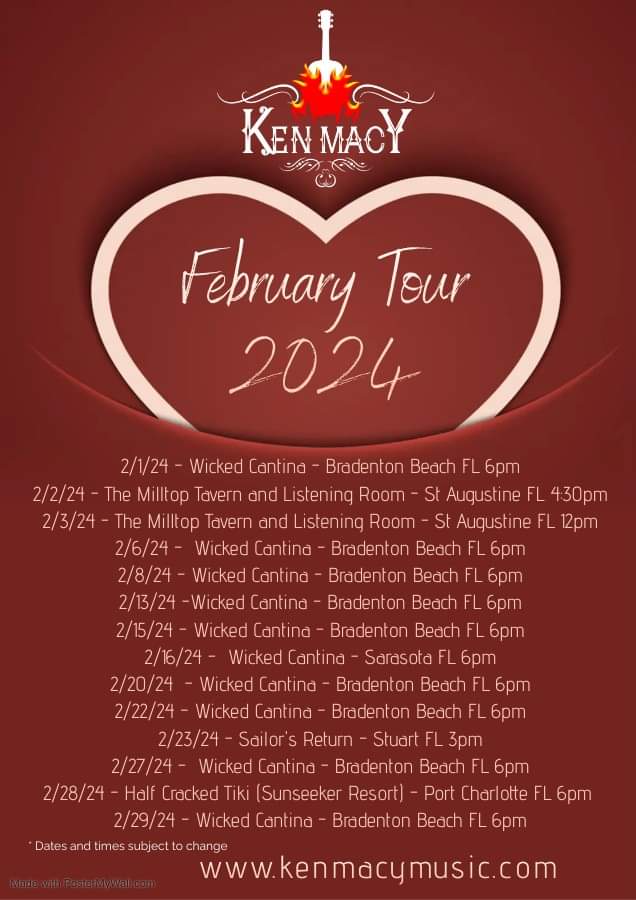 February Tour Dates 2024 @kenmacymusic