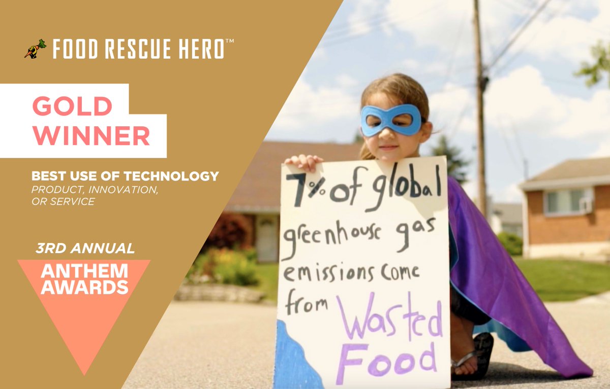 FoodRescueHero's tweet photo. Food Rescue Hero is honored to be named Gold Winner for Best Use of Technology for Sustainability, Environment &amp; Climate in the 3rd Annual @AnthemAwards!

We're so proud to be recognized next to so many amazing organizations doing good work 💛 https://t.co/j0EgfeUluR https://t.co/bqdghRGBxk