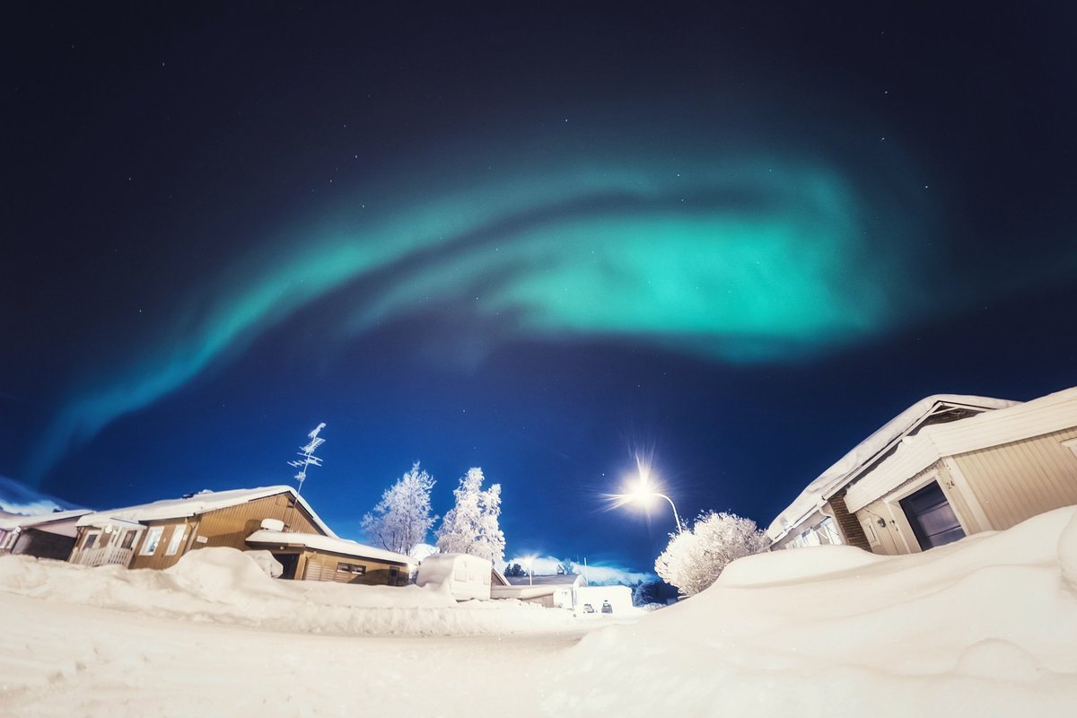 One winter night on the streets of Kiruna.