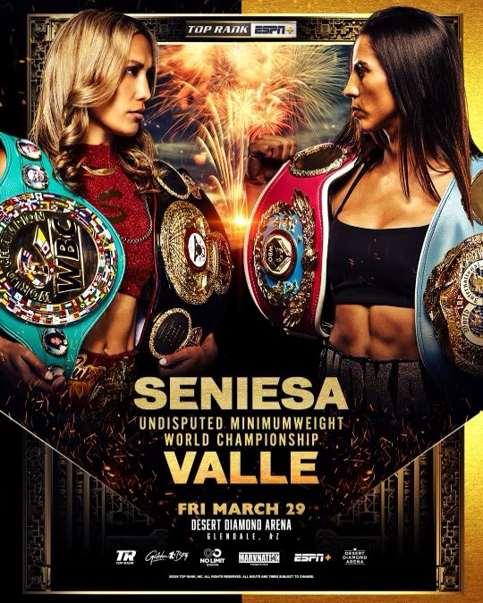 SeniesaEstrada's tweet image. UNDISPUTED on March 29! Time to shine and show the world why I’m a top P4P champion. Let’s goooo!!! 🔥🔥🔥

#TeamSuperbad #TopRank #Boxing 
🇲🇽 🇺🇸