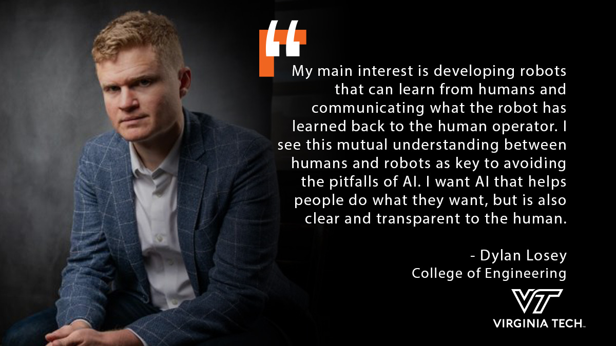 Looking ahead in 2024: Dylan Losey is focused on the fundamentals of human-robot interaction and researching assistive technology, such as wheelchair-mounted robot arms. @VTEngineering Find more experts here ➡️ news.vt.edu/articles/2024/