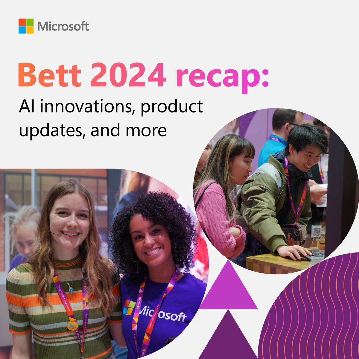 Microsoft Education (@microsoftedu) on Twitter photo We're still buzzing from all the innovative resources, sessions, and demos shared at #Bett2024! π€©
Check out this blog written by <a href="/paigejohnsonk12/">Paige Johnson (she/her)</a> for a full recap, including highlights related to #AI and #MicrosoftEDU products: msft.it/6010iLc0w We're still buzzing from all the innovative resources, sessions, and demos shared at #Bett2024! π€©
Check out this blog written by <a href="/paigejohnsonk12/">Paige Johnson (she/her)</a> for a full recap, including highlights related to #AI and #MicrosoftEDU products: msft.it/6010iLc0w