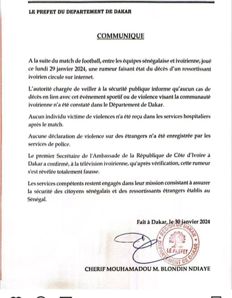BasseneDeo's tweet photo. Soyez disposés à prendre des renseignements fondés avant de jeter l'anathéme sur le Sénégal,qui jusqu'à preuve du contraire reste un pays hospitalier et cosmopolite. 
Un match de Football ne peut déteindre notre personnalité et encore moins de violenter des étrangers . https://t.co/SwZZYu9yu0