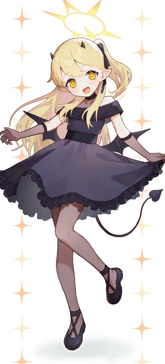 ibuki (blue archive) 1girl tail blonde hair solo wings dress yellow eyes  illustration images