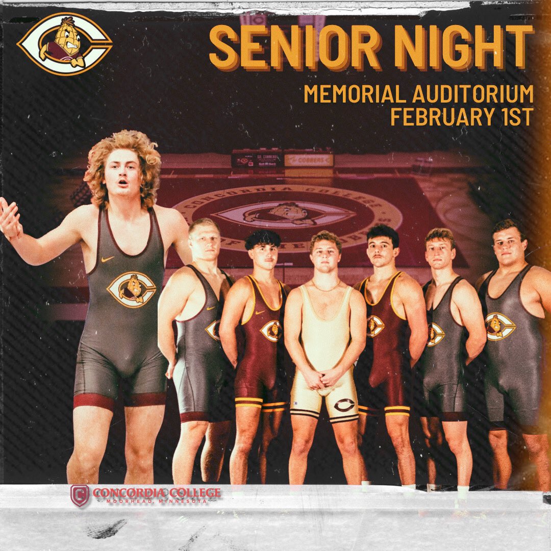Senior Night in Memorial Auditorium is happening this Thursday! The dual vs Jamestown starts at 7pm 🌽

#senior #cobberup #rollcobbs #cordmn #ncaawrestling