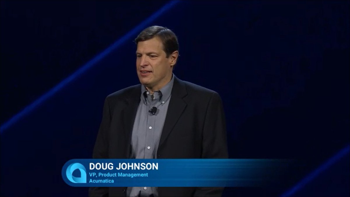 TimRodman's tweet photo. The ever popular Doug Johnson takes the stage #AcumaticaSummit https://t.co/Z0uuyhhk43