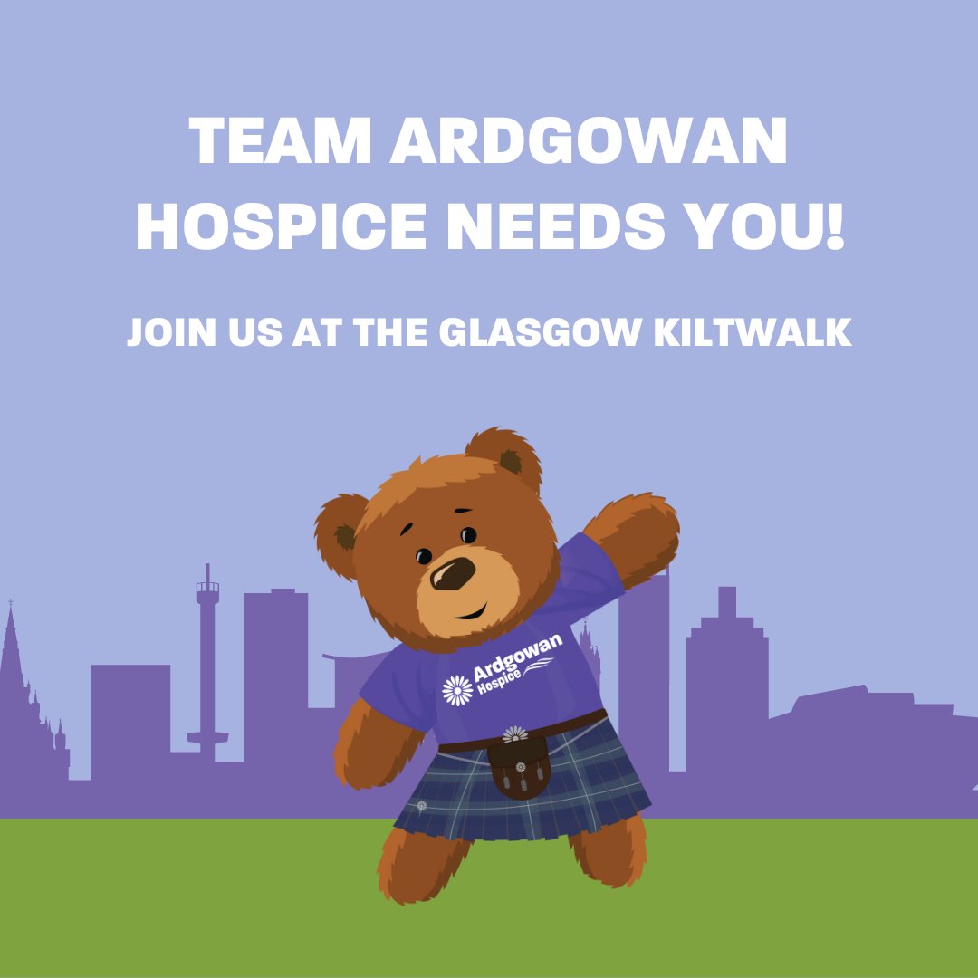 ArdgowanHospice's tweet photo. Waves are already selling out for this year's Glasgow kiltwalk in April! If you want to join Team Ardgowan Hospice for our biggest year yet, be sure to get in touch for your FREE space and top asap!💜 https://t.co/sz64107zXf