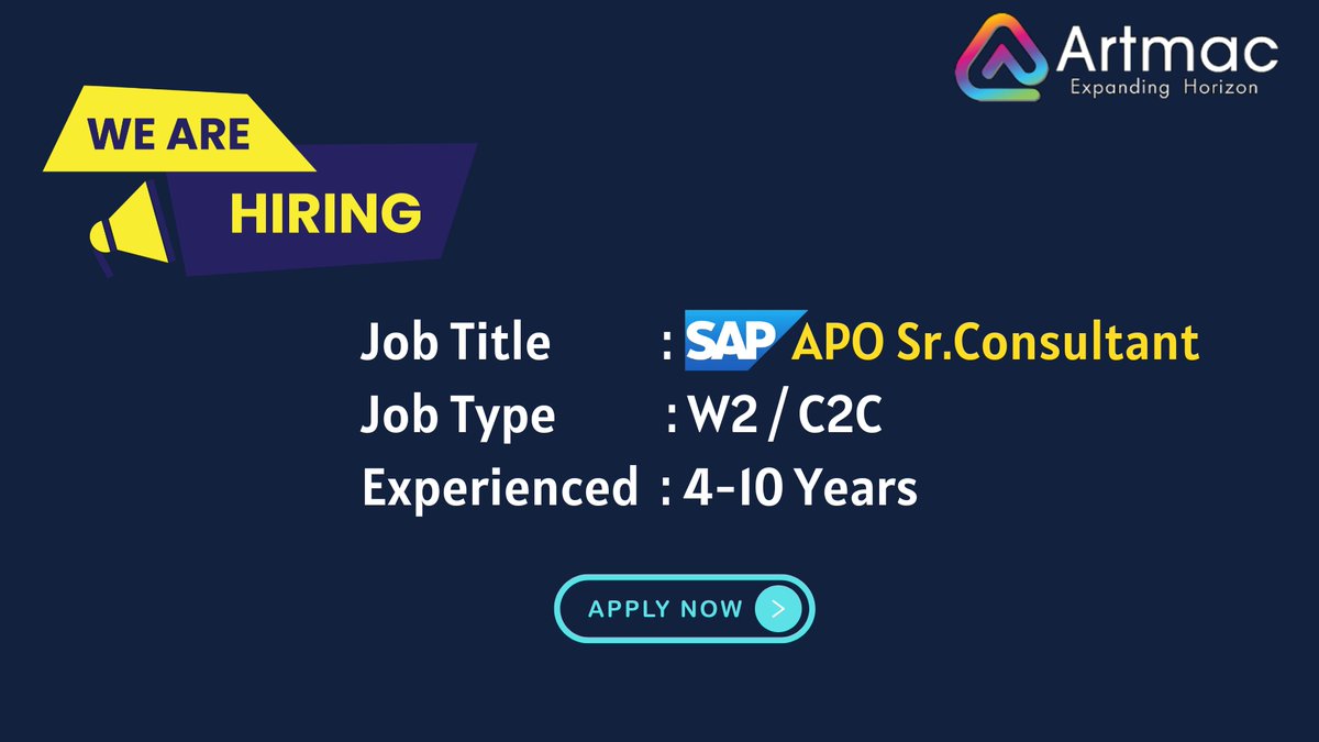 We are #hiring Location #usa
➡️tinyurl.com/4rvwar35?utm_s… #sap #sapscm #artmacllc #artmacjobs