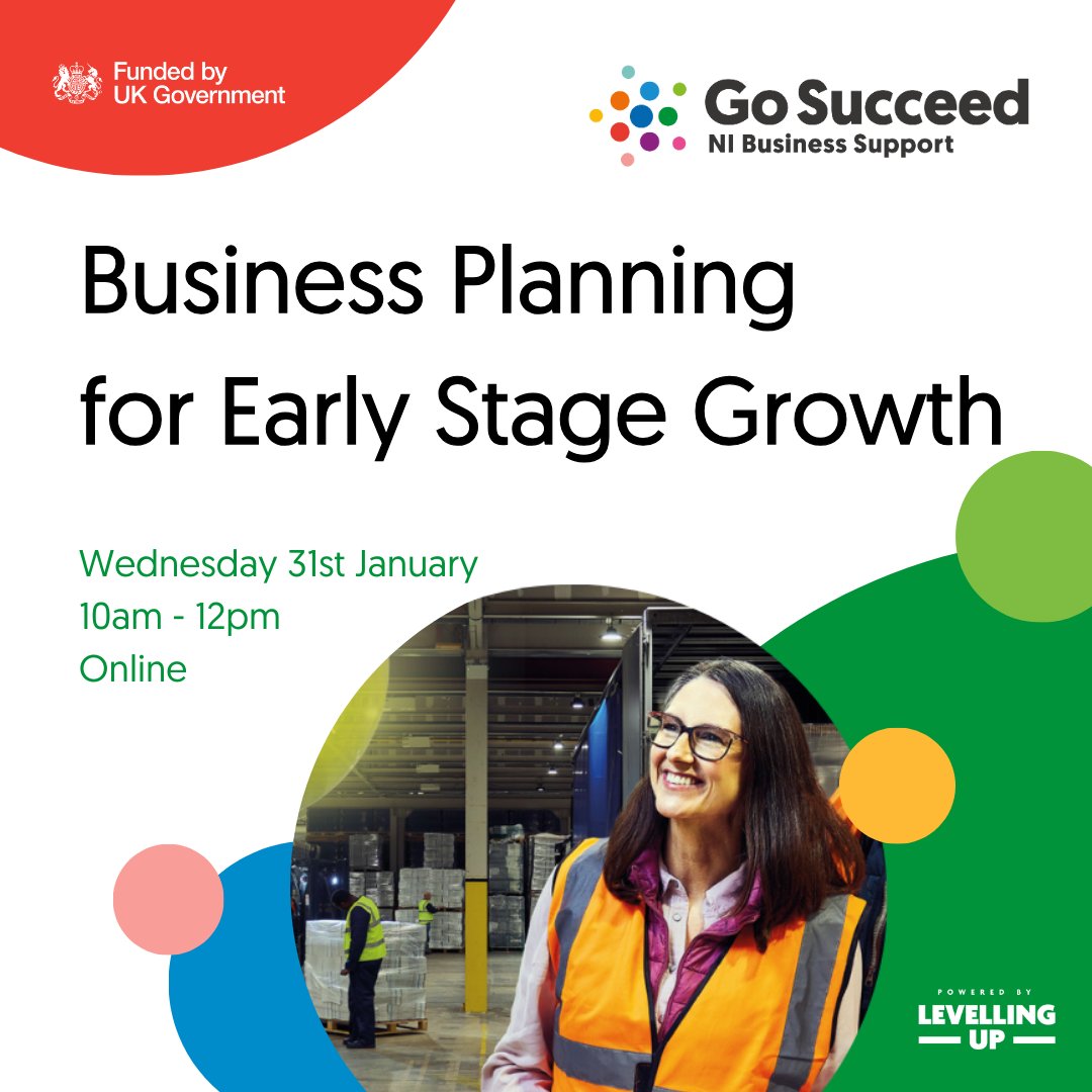 Enterprise NI (@enterpriseni) on Twitter photo Register now for this FREE <a href="/gosucceed_ni/">Go Succeed NI</a> 'Business Planning for Early Stage Growth' workshop!
📅Wednesday 31st January
⏰10am - 12pm
💻Online
Don't miss out, register now: glistrr.com/.../business-p…...
Funded by the UK Government and powered by the UK Levelling Up Fund. Register now for this FREE <a href="/gosucceed_ni/">Go Succeed NI</a> 'Business Planning for Early Stage Growth' workshop!
📅Wednesday 31st January
⏰10am - 12pm
💻Online
Don't miss out, register now: glistrr.com/.../business-p…...
Funded by the UK Government and powered by the UK Levelling Up Fund.