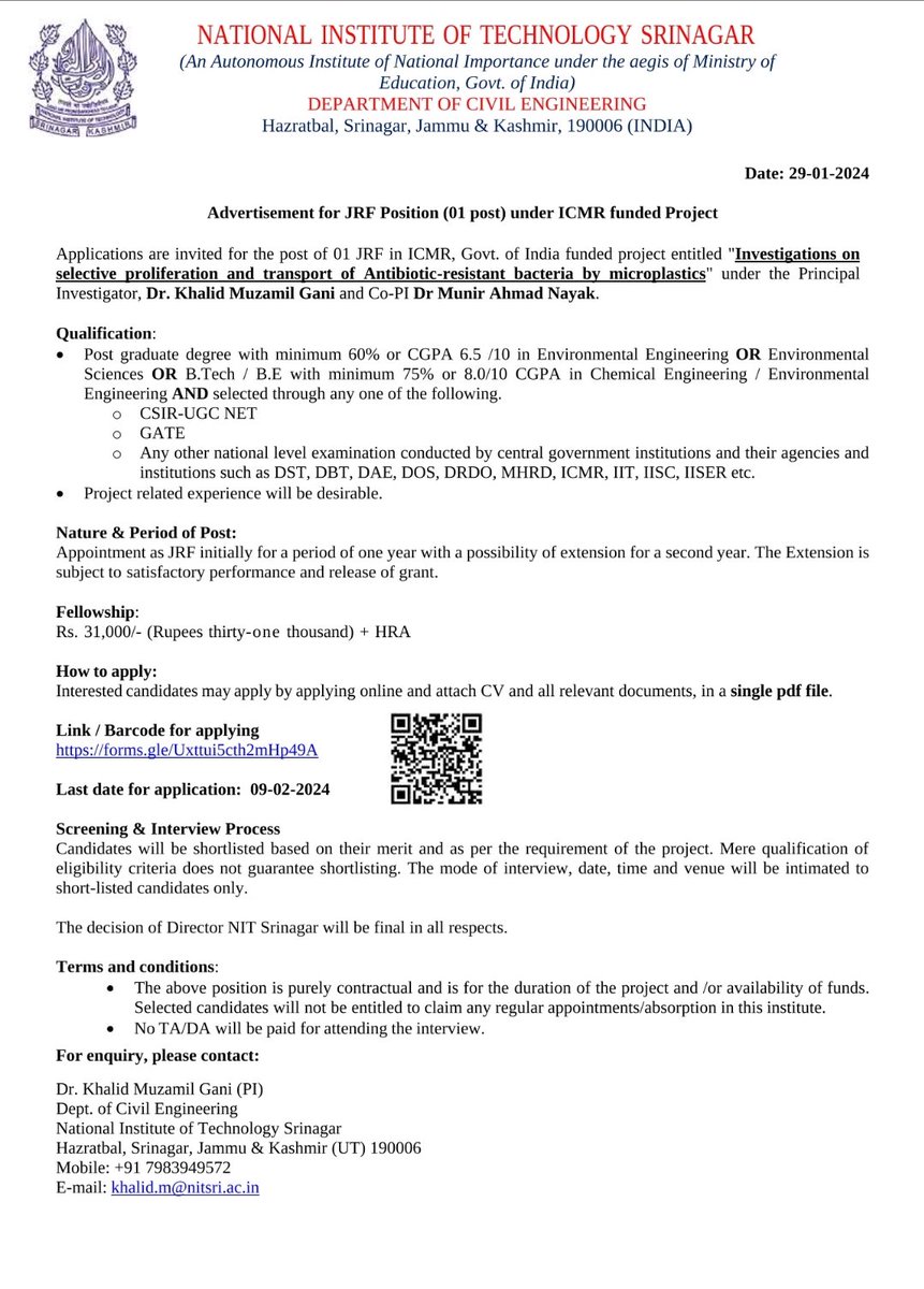 Looking for a candidate at JRF position in our group.
Please share within your networks....