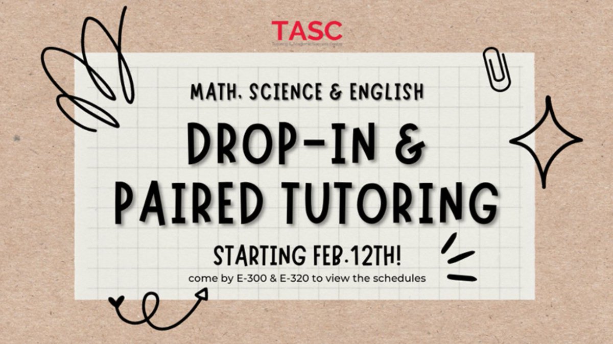 vanierlib's tweet photo. Starting today! Drop-in and Paired tutoring is back - stop by TASC (E-300) and the Writing Center (E-320) to see the schedules
#ResourcesinourLearningCommons #tutoring https://t.co/sZ3RdIfSFF