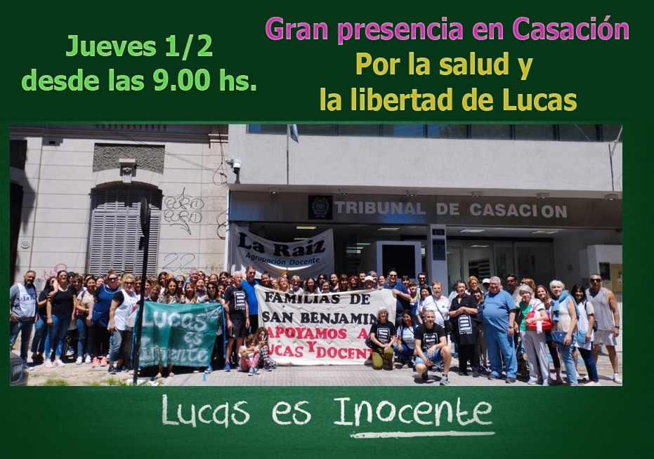 LucasEsInocente's tweet photo. Gran presencia en Casación por la salud y la libertad de #LucasPuig. Nos encontramos en 43 entre 12 y 13  el jueves 1/2 desde las 9.00 #Lucasesinocente
@LaRaizDocente @eldialp  @RED92cadadiamas @KeopsFM @RadioCapital913 https://t.co/QL2ZPjXIqr
