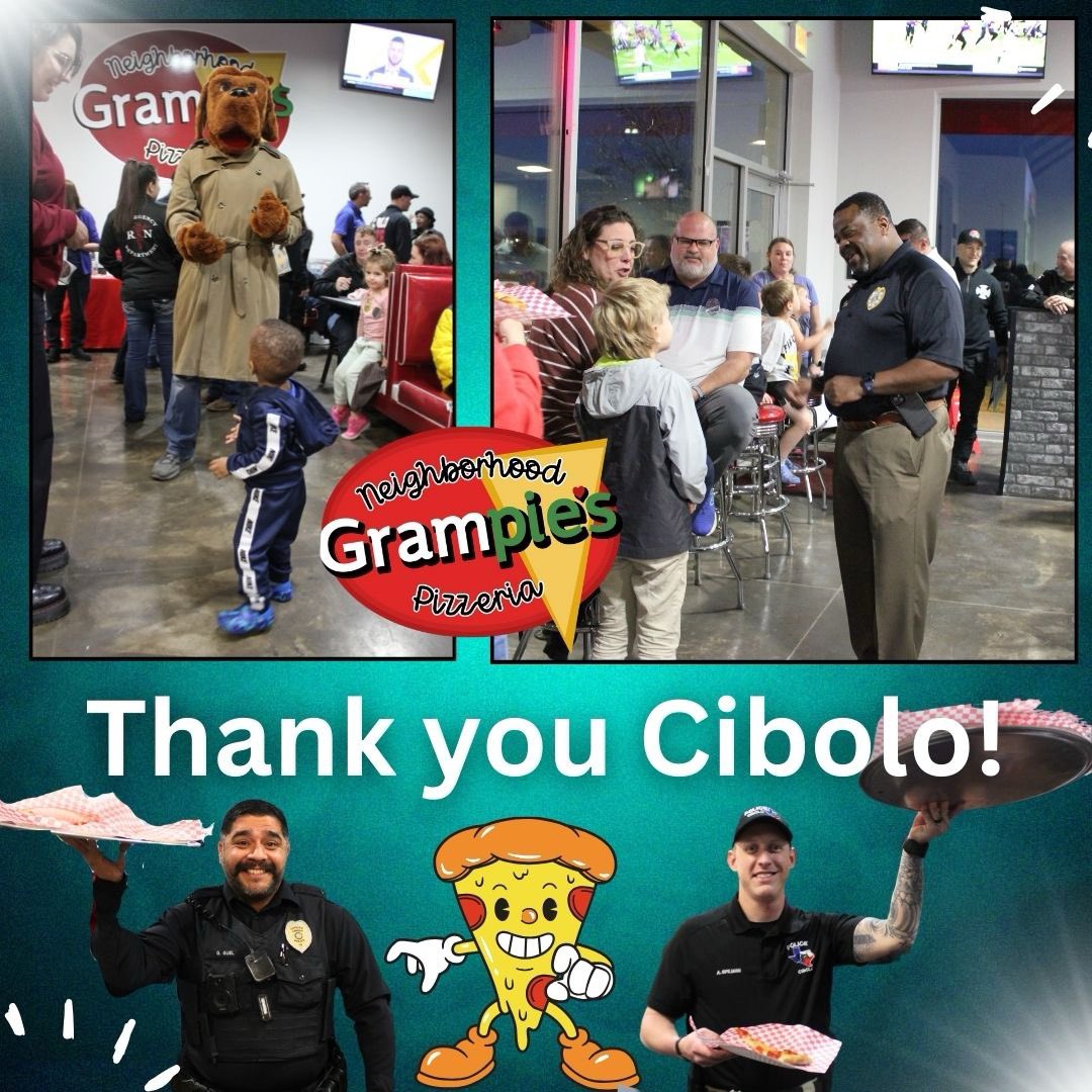CiboloPD's tweet photo. It was great to meet so many Wednesday night at our Pizza with the Police event. Thank you Grampie’s Pizzeria for hosting. Couldn't have done it without volunteers from the Alumni Association.
#PartneringwiththeCommunity https://t.co/CzEtGlNhrw