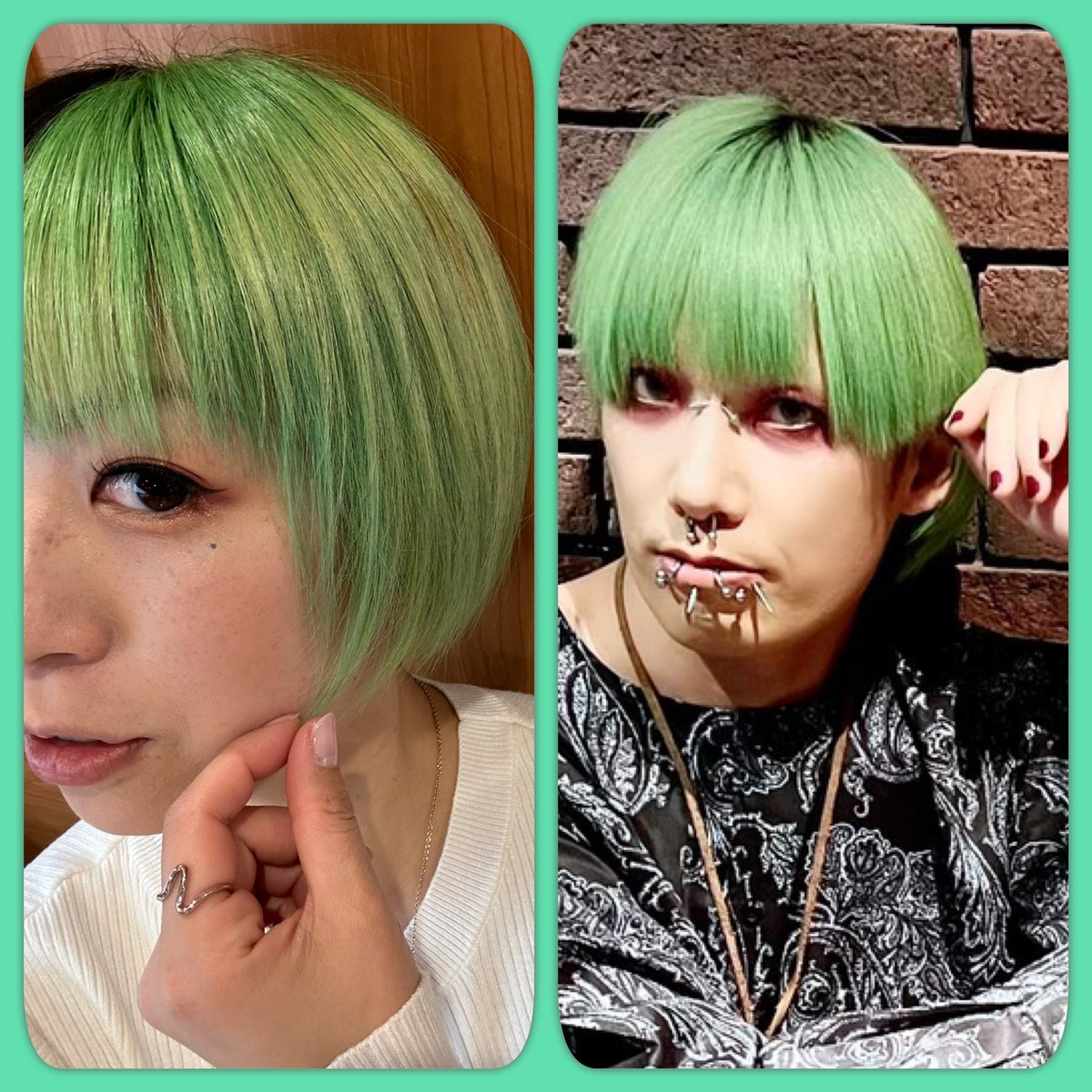Tomo_PLC_SDLAY's tweet photo. 同じカラー剤と色でも、光の加減で変わるエメラルドグリーン🟢
どちらにしても綺麗🫶
私はハーフ&ハーフで緑と黒🟢
#No53
#クレイジーカラー
#エメラルドグリーン
#自己満足 https://t.co/TkesWCPF3q