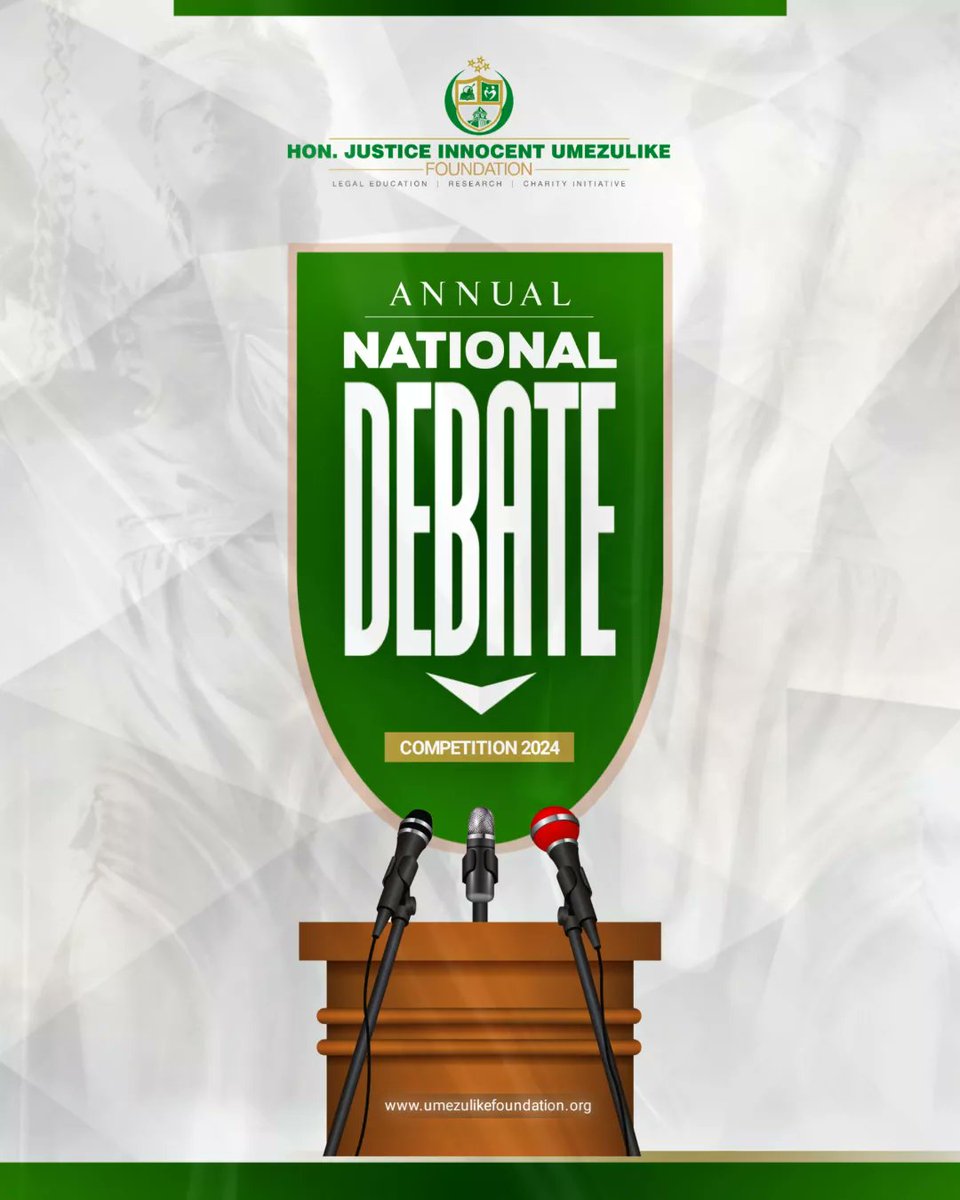 HJIU_Foundation's tweet image. #SPECIAL ANNOUNCEMENT #slideleft
We are pleased to announce THE ANNUAL NATIONAL DEBATE COMPETITION 2024 - All Disciplines Can Apply.

A COMBINED CASH PRIZE OF N350,000 TO BE WON!!! Follow the strict criteria below to be eligible.
To register use this link:
tinyurl.com/HJIUFmmdb24