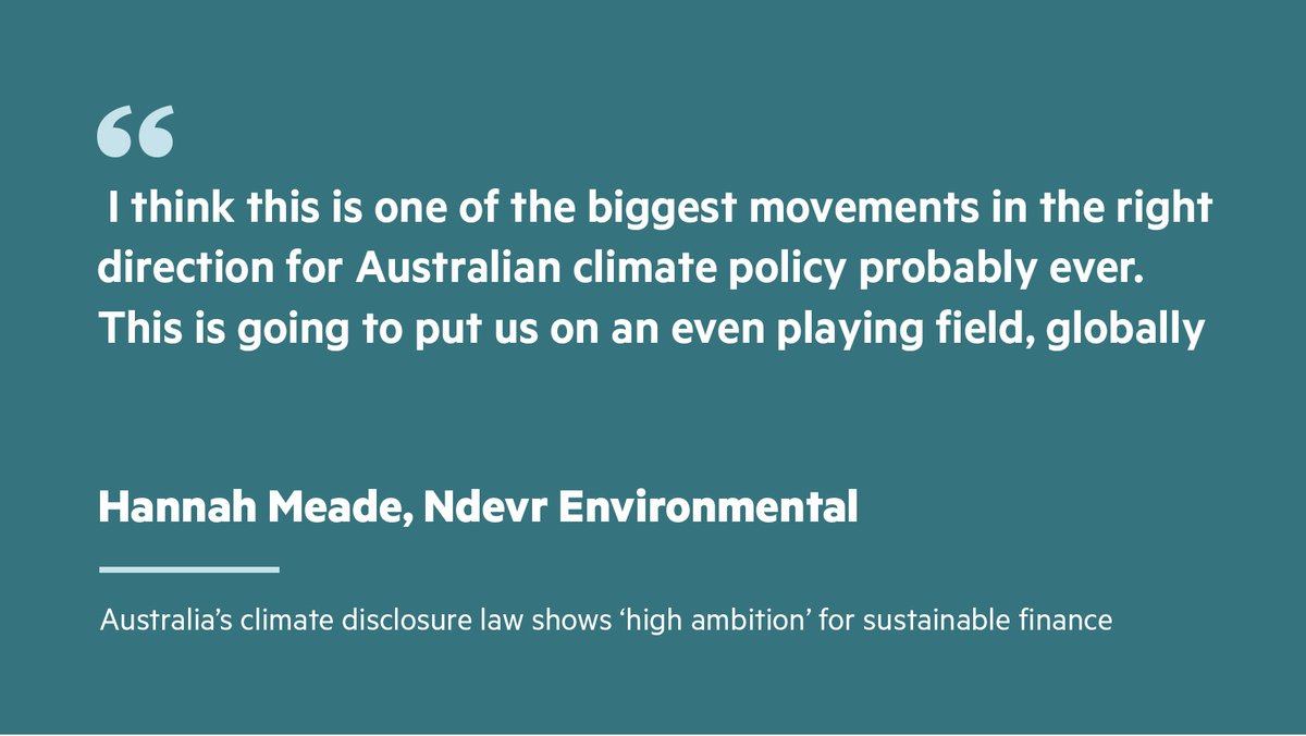Traditionally considered a climate laggard, Australia should soon be brought closer to leaders in the field, such as the EU, by proposed government legislation on.ft.com/4bgSsSb @ClimateworksCtr #climatedisclosure #SustainableFinance