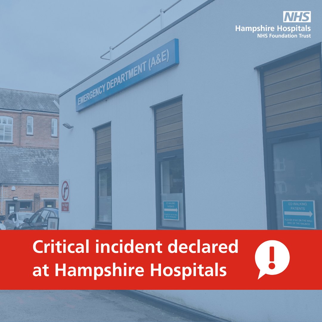 Due to sustained pressures at our Basingstoke &amp; Winchester hospitals, we have declared a critical incident. This decision has not been taken lightly; however, beds across both hospitals are full &amp; attendance at our emergency departments is extremely high.