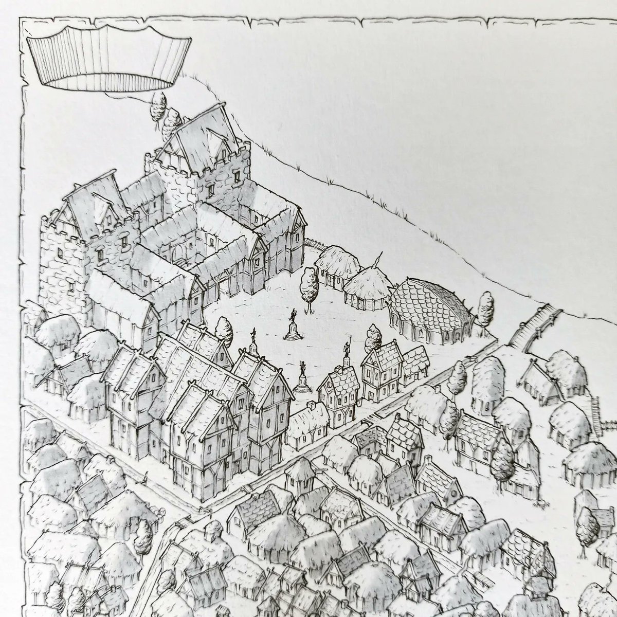 jogbrogzin's tweet image. Made a lot of progress over the @WARPCON weekend on this map of Corroch (for Five Oaths field LARP). All important locations on the map, just need to fill the north side of the river and I'm done.

#fantasymap #citymap #cityillustration #fantasy #celtic #ttrpg #dndmap