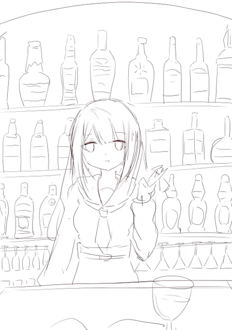 お酒飲んだら絵がうまくなったのでバー高嶺オープンしてししまった 