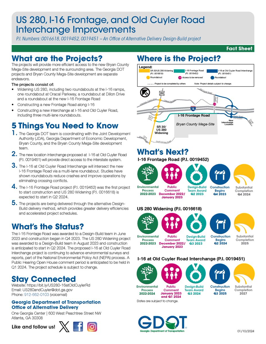 GDOT is seeking community feedback on upcoming projects near Hyundai, U.S. 280, and I-16. 

To learn more about the project visit:
…dcuylerrd-0016618-gdot.hub.arcgis.com/?utm_source=Pr…+

Georgia DOT will also host an in-person Open House on February 29, from 4 p.m. to 7 p.m., at the Mikell Foxworth Gym