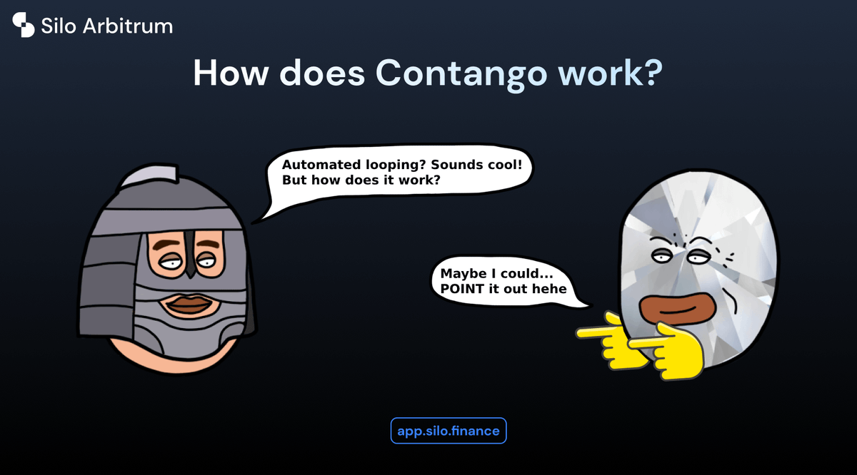 SiloFinance's tweet photo. Our latest integration with @Contango_xyz lets users automate looping to build leveraged positions on our markets.

But... how does it all work?

Why don't we 𝑝𝑜𝑖𝑛𝑡 you in the right direction 👇

(Yes Contango currently has an ongoing point program) https://t.co/1LgbiytxgS