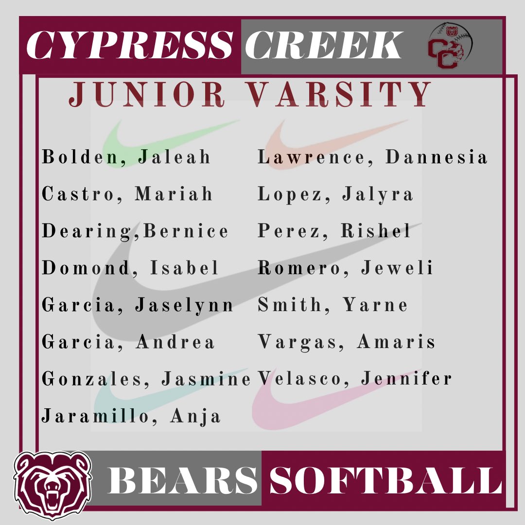 Cypress Creek Bears Softball tweet media