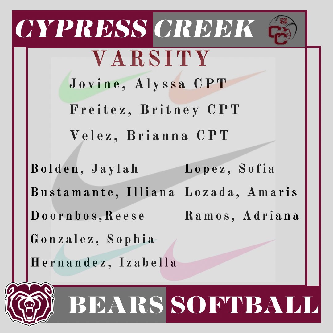 Cypress Creek Bears Softball tweet media