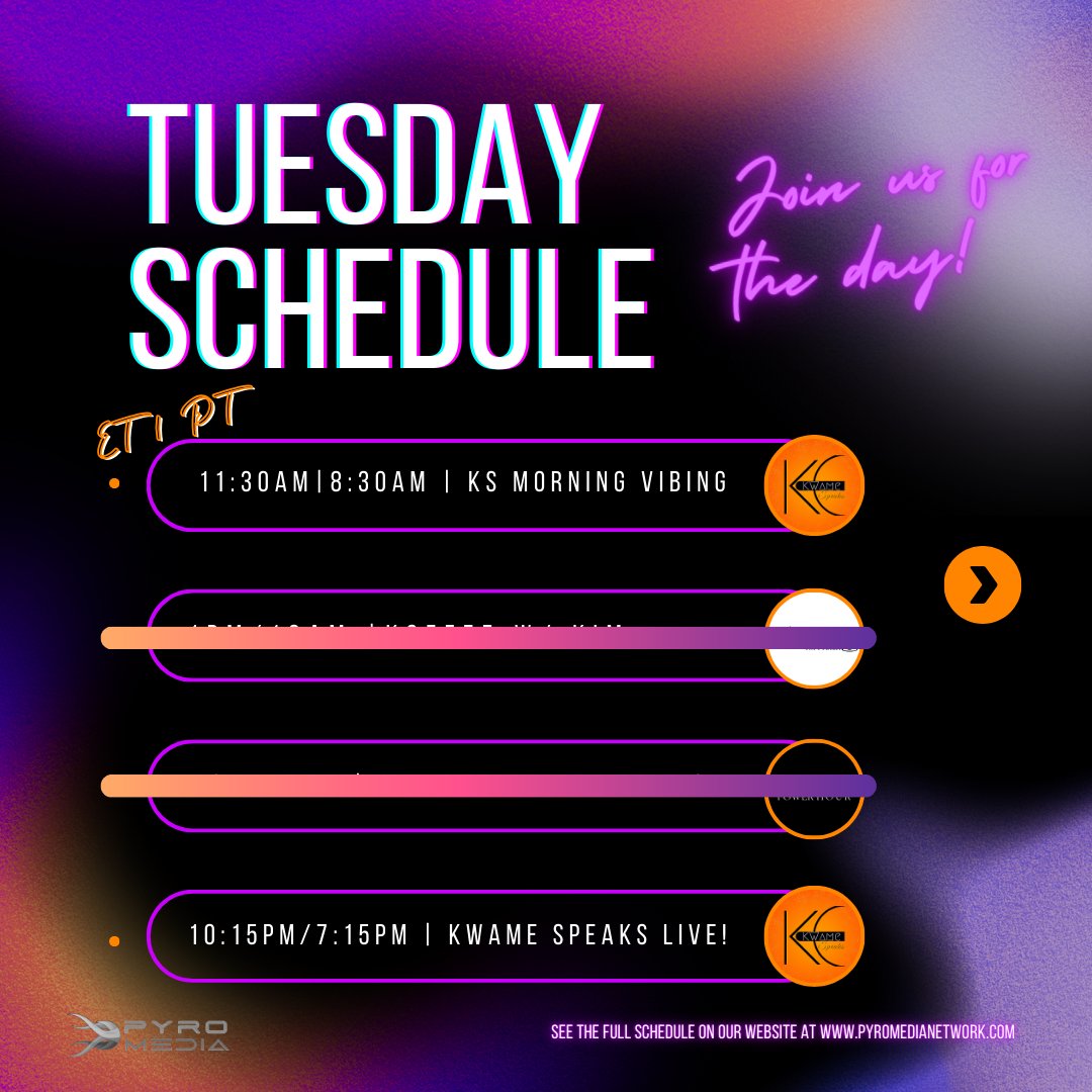 pyromedianet's tweet image. 🌟 Exciting Tuesday Vibes PyroManiacs!! 🌟  Let's make Tuesday a day of inspiration! 🎙️🔥

#PyroMediaNetwork #TuesdayThoughts #InspireTogether #PMNPodcasts #InspirationTuesday #EmpowerYourVoice #PodcastTuesday #PyroManiacs